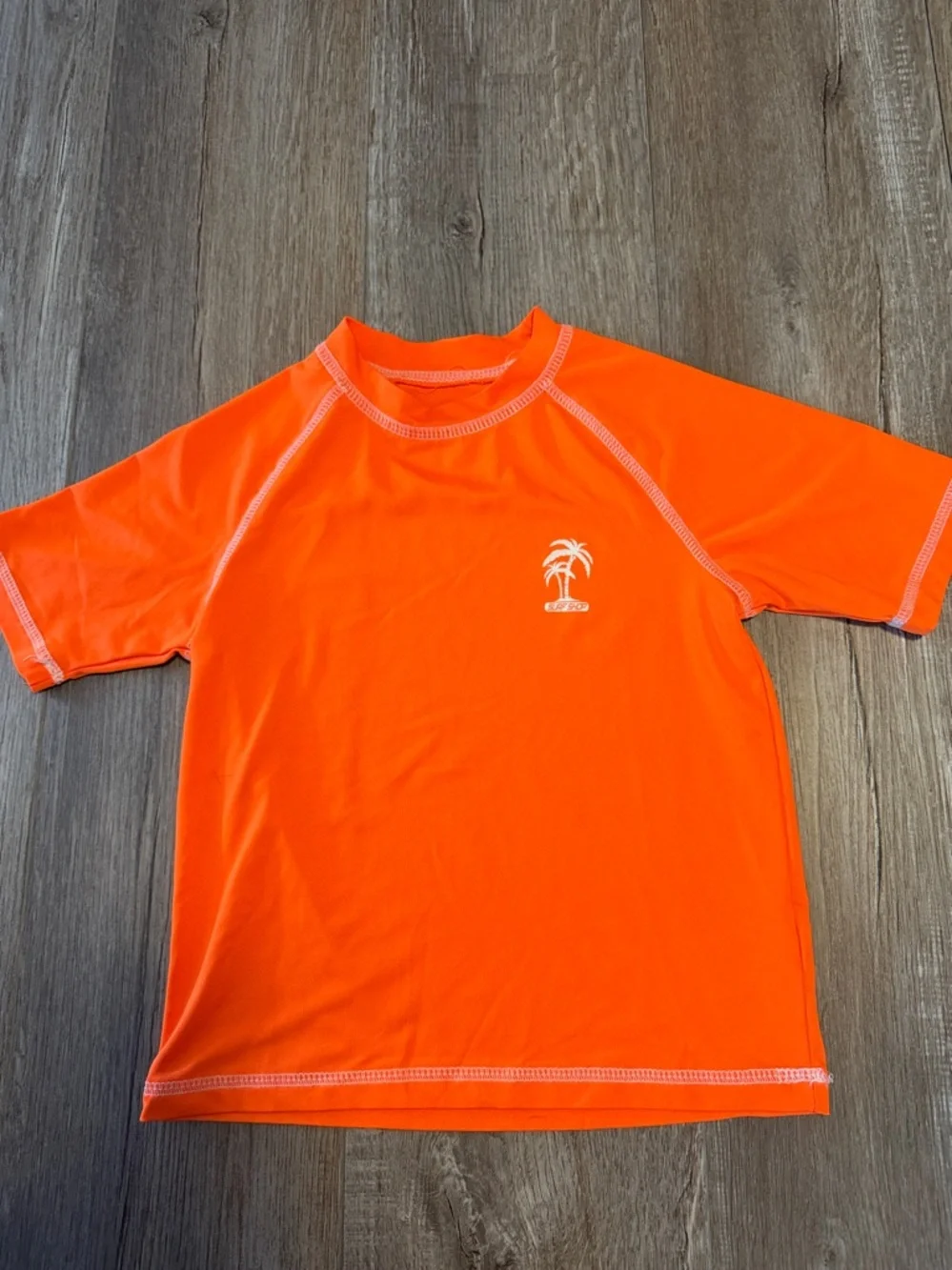 Set of Kids iXtreme Palm Tree Rash Guard Swim Shirts - Orange & Navy